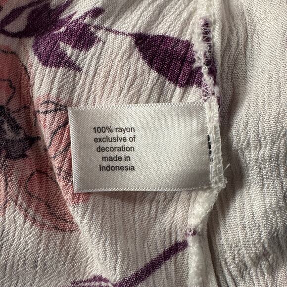 Lane Bryant SZ 24 Babydoll Top Floral Sleeveless V-Neck Crochet Accent Hi-Low - Picture 7 of 8